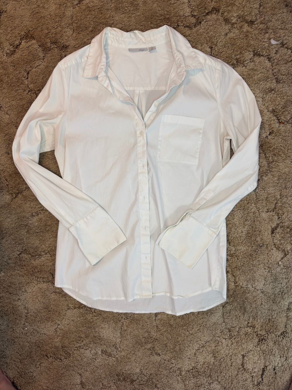 Halogen Medium White Stretch Poplin Button Down Shirt Cotton Blend